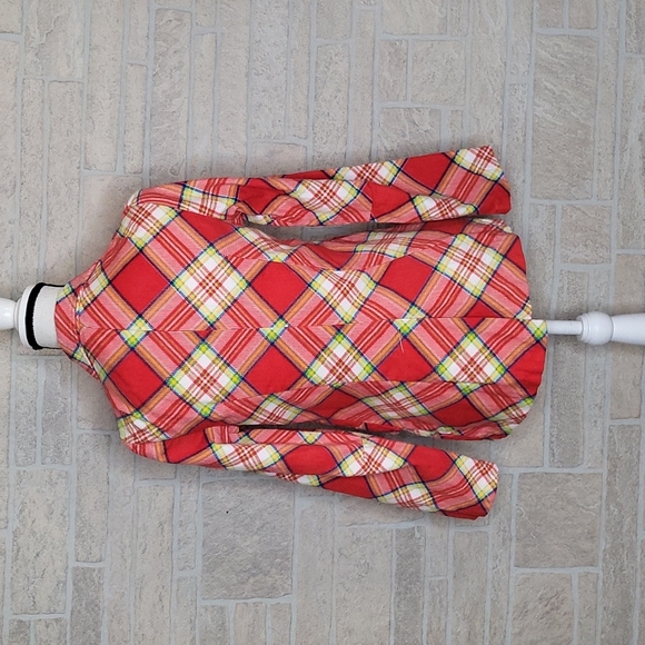 VINTAGE Plaid Coat Notched Rounded Collar 2 Button - Picture 5 of 14